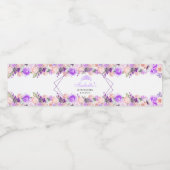 Roze en Paarse Floral Quinceanera Waterfles Etiket (Enkel label)