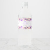 Roze en Paarse Floral Quinceanera Waterfles Etiket (Voorkant)