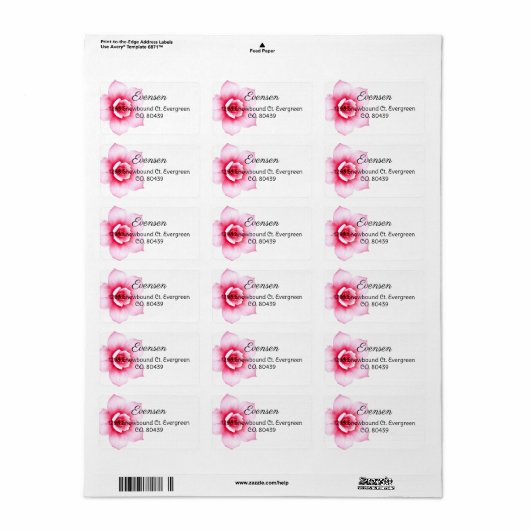 Roze en Paarse Floral Retour Adres Label (Full Sheet)
