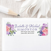 Roze en Paarse Floral Retouradreslabels Etiket (Insitu)