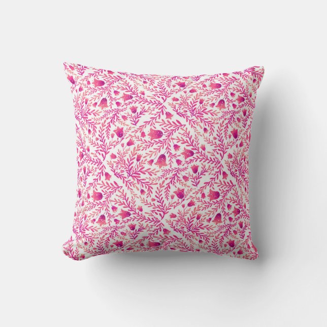 Roze en paarse floral soft design kussen (Voorkant)