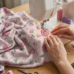 Roze en Paarse Floral   Stof