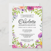 Roze en Paarse Floral Waterverf Baptisme Kaart (Voorkant)