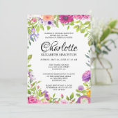 Roze en Paarse Floral Waterverf Baptisme Kaart (Staand voorkant)