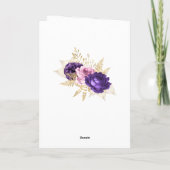 Roze en Paarse Floral Wedding Bedankkaart (Achterkant)