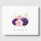 Roze en Paarse Floral Wedding Gastenboek (Achterkant)