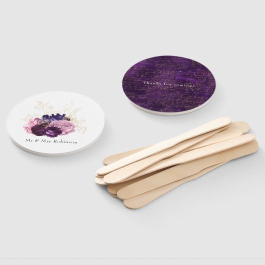 Roze en Paarse Floral Wedding Handwaaier (Niet-gemonteerd)