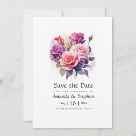 Roze en Paarse Floral Wedding Save The Date