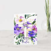 Roze en paarse florale kruis aangepast Pasen Feestdagen Kaart (Voorkant)