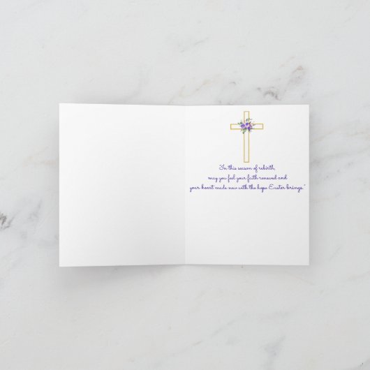Roze en paarse florale kruis aangepast Pasen Feestdagen Kaart (Binnen)