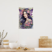 Roze en Paarse Flower Fairy Poster (Keuken)