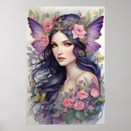 Roze en Paarse Flower Fairy Poster