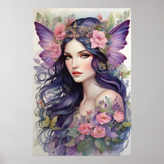 Roze en Paarse Flower Fairy Poster (Voorkant)