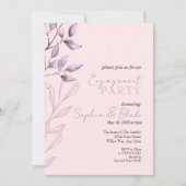 Roze en Paarse "Foliage Pink Engagement Party" Kaart (Voorkant)