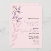 Roze en Paarse "Foliage Pink Engagement Party" Kaart (Voorkant / Achterkant)