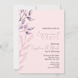 Roze en Paarse "Foliage Pink Engagement Party" Kaart