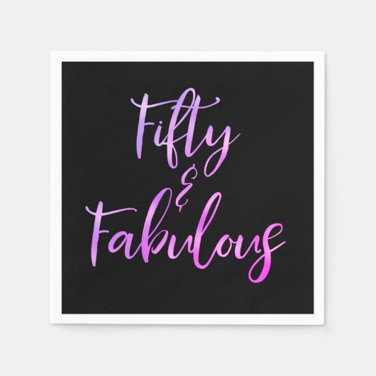 Roze en Paarse Folie Vijftig en Fabulous Servet (Voorkant)