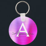 Roze en Paarse fonogram roestvrij staal Sleutelhanger<br><div class="desc">Hot Pink en Paarse Ombre Faux Roestvrij staal Metallic Elegant Sleutelhanger. Deze Sleutelhangers kunnen worden aangepast om uw initiaal en voornaam te omvatten. Deze sleutelketens maken geweldige verjaardag,  vrijgezellenfeest of bacheloretfeesten.</div>
