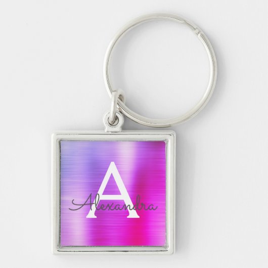 Roze en Paarse fonogram roestvrij staal Sleutelhanger (Voorkant)