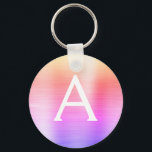 Roze en Paarse fonogram roestvrij staal Sleutelhanger<br><div class="desc">Pastel Roze,  Oranje en Paarse Ombre Faux Roestvrij staal Metallic legant Sleutelhanger. Deze Sleutelhangers kunnen worden aangepast om uw initiaal en voornaam te omvatten. Deze sleutelketens maken geweldige verjaardag,  vrijgezellenfeest of bacheloretfeesten.</div>