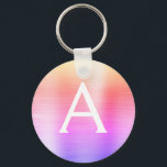 Roze en Paarse fonogram roestvrij staal Sleutelhanger<br><div class="desc">Pastel Roze,  Oranje en Paarse Ombre Faux Roestvrij staal Metallic legant Sleutelhanger. Deze Sleutelhangers kunnen worden aangepast om uw initiaal en voornaam te omvatten. Deze sleutelketens maken geweldige verjaardag,  vrijgezellenfeest of bacheloretfeesten.</div>