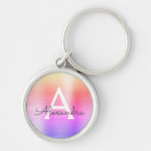 Roze en Paarse fonogram roestvrij staal Sleutelhanger (Voorkant)