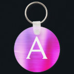 Roze en Paarse fonogram roestvrij staal Sleutelhanger<br><div class="desc">Hot Pink en Paarse Ombre Faux Roestvrij staal Metallic Elegant Sleutelhanger. Deze Sleutelhangers kunnen worden aangepast om uw initiaal en voornaam te omvatten. Deze sleutelketens maken geweldige verjaardag,  vrijgezellenfeest of bacheloretfeesten.</div>