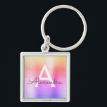 Roze en Paarse fonogram roestvrij staal Sleutelhanger<br><div class="desc">Pastel Roze,  Oranje en Paarse Ombre Faux Roestvrij staal Metallic legant Sleutelhanger. Deze Sleutelhangers kunnen worden aangepast om uw initiaal en voornaam te omvatten. Deze sleutelketens maken geweldige verjaardag,  vrijgezellenfeest of bacheloretfeesten.</div>
