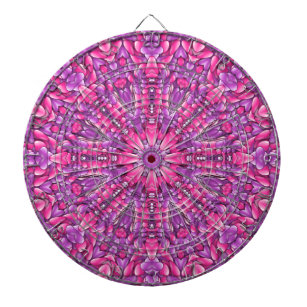 Roze en Paarse  Fractal Kaleidoscoop Dartbord