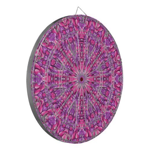 Roze en Paarse Fractal Kaleidoscoop Dartbord (Voorkant Links)