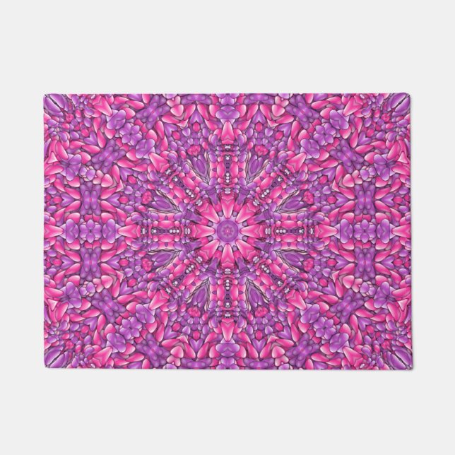 Roze en Paarse  Fractal Kaleidoscoop Deurmat (Voorkant)