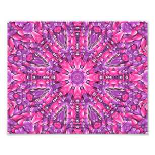 Roze en Paarse  Fractal Kaleidoscoop Foto Afdruk