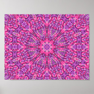 Roze en Paarse  Fractal Kaleidoscoop Poster