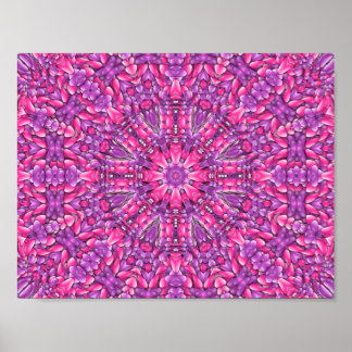 Roze en Paarse  Fractal Kaleidoscoop Poster
