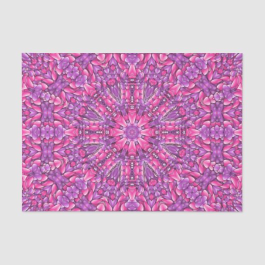 Roze en Paarse  Fractal Kaleidoscoop Tissuepapier (Voorkant)
