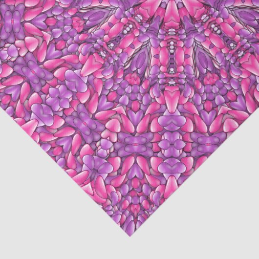 Roze en Paarse  Fractal Kaleidoscoop Tissuepapier (Detail)