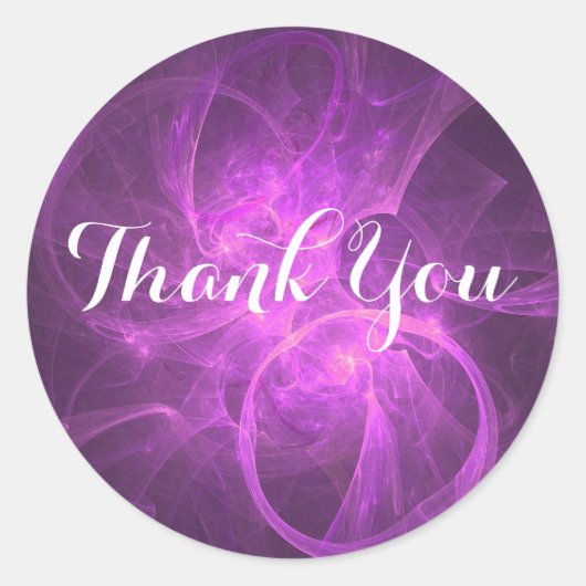 Roze en Paarse fractal met cirkels Dank u Ronde Sticker (Voorkant)
