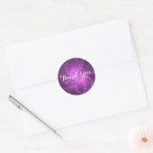 Roze en Paarse fractal met cirkels Dank u Ronde Sticker (Envelop)