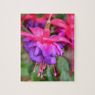 Roze en paarse Fuchsia bloemen in bloei Legpuzzel