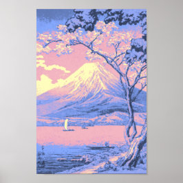 Roze en Paarse Fuji uit het meer van Yamanaka Poster