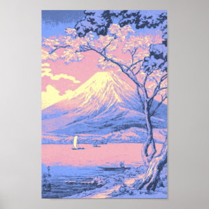 Roze en Paarse Fuji uit het meer van Yamanaka Poster