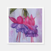 ROZE EN PAARSE FUSCHIA BLOEMPAPIER NAPKINS SERVETTEN (Voorkant)