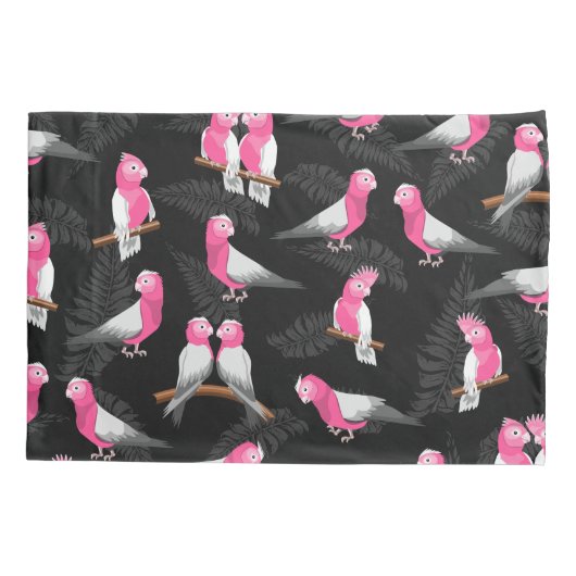 Roze en paarse galah papegaaipatroon kussensloop (Achterkant)