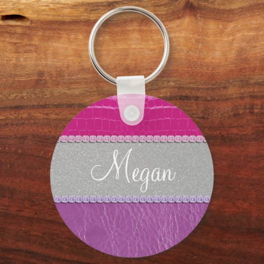 Roze en Paarse galerij afdrukken Sleutelhanger (Voorkant)