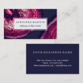  roze en Paarse geanode steen op blauw Visitekaartje (Voorkant / Achterkant)