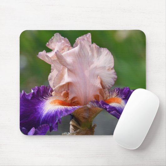 Roze en Paarse gekaarde iris Muismat (Met muis)