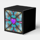 Roze en Paarse Gem Heart Pillar-kaars Bedankdoosjes (Achterkant)