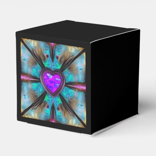 Roze en Paarse Gem Heart Pillar-kaars Bedankdoosjes (Achterkant)