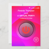 Roze en Paarse Geometrische Virtual Birthday Party Kaart (Voorkant)