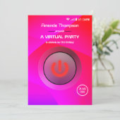 Roze en Paarse Geometrische Virtual Birthday Party Kaart (Staand voorkant)